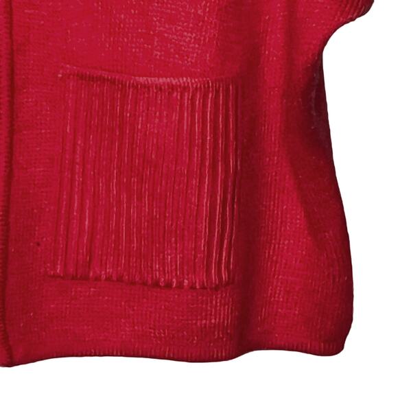 Vintage Tally Ho Size Extra Large Red Sweater Cape Pockets Short Sleeve - Picture 5 of 7